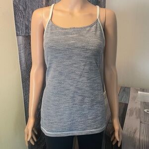 Lululemon Grey and white strap tank w/ built in bra size 12 (EUC)